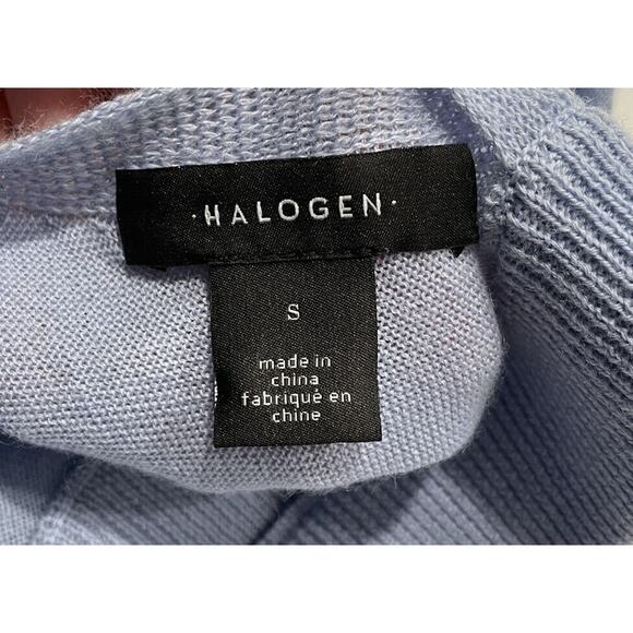 Halogen Size Small Wool Blend Long Sleeve Open Back Pullover Sweater Light Blue - Picture 4 of 5